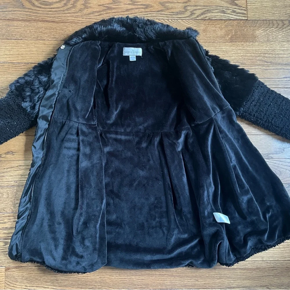 American Widgeon Black Size 10 Faux Fur Dress Coat - Picture 3 of 12